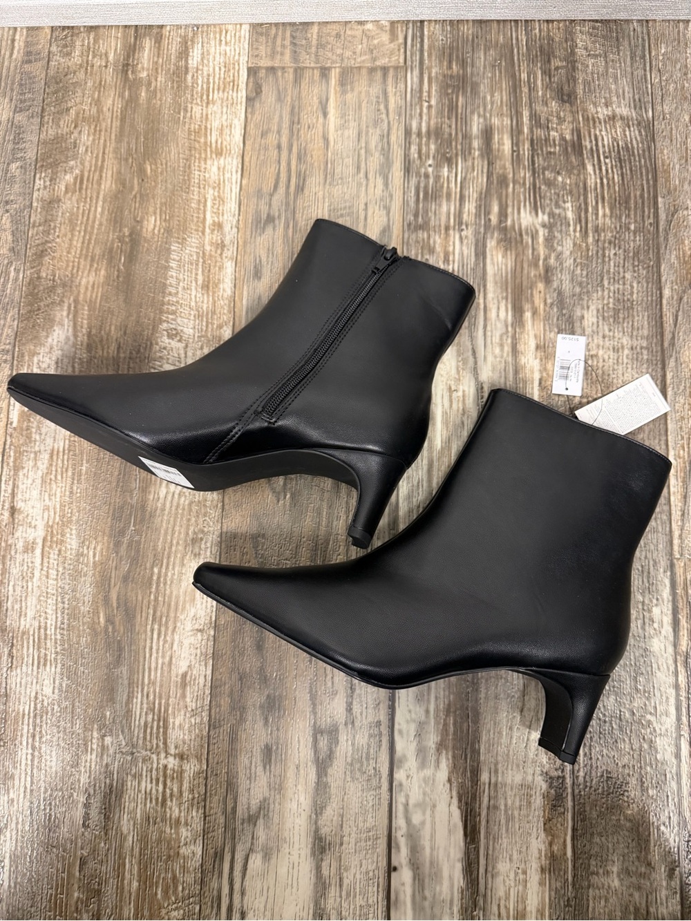 Banana Republic Black Vegan Leather Square-Toe Ankle Booties Size 9 - Picture 7 of 16